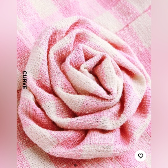 Cider Pink Gingham Square Neck Rosette Check Split Mini Dress Curve & Plus 1XL - Picture 2 of 13